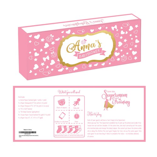 Baby packaging with the title 'Anna's Babyshowers '