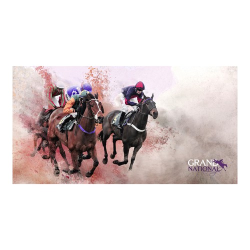 Photo manipulation artwork with the title 'Illustration for the Grand National horse race'