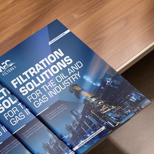 Construction design with the title 'Filtration Solutions for the Oil and Gas Industry Brochure'