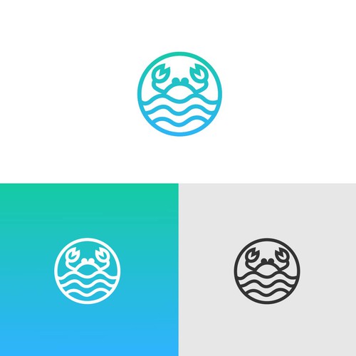 Crab logo with the title 'Memorable Ocean-Themed Logo for Sustainable Listicle Website'