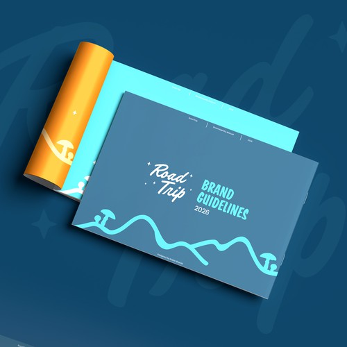Design with the title 'Brand Guidelines for Road Trip'