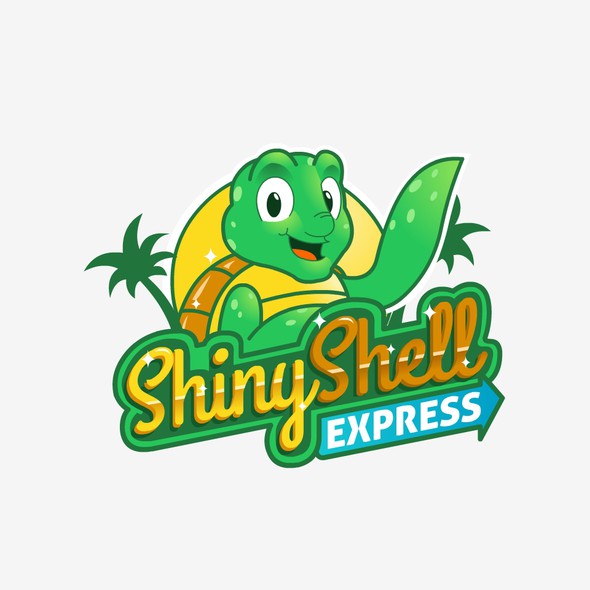 Carwash logo with the title 'Shiny Shell Express Car Wash'