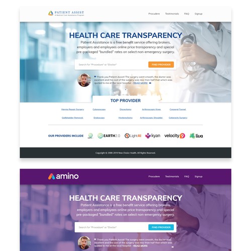 Dashboard website with the title 'Landing page design'