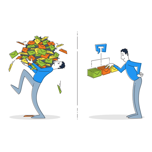 Graphic illustration artwork with the title 'Illustraton for an Email organization service'