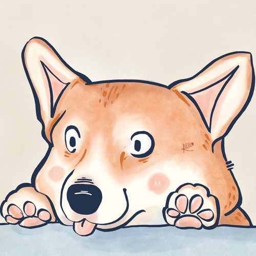 Corgi artwork with the title 'Corgi illustration '