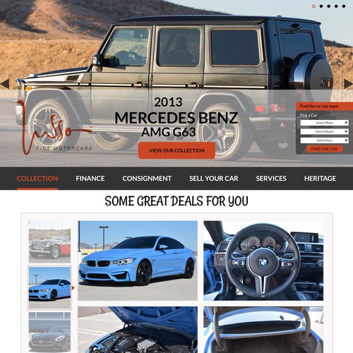 Automotive website with the title 'Modern web page design for Lusso Auto Group '