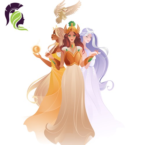 Athena design with the title 'Goddess illustration for the website'