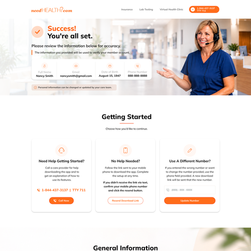 Website with the title 'Thank You / Confirmation Experience'