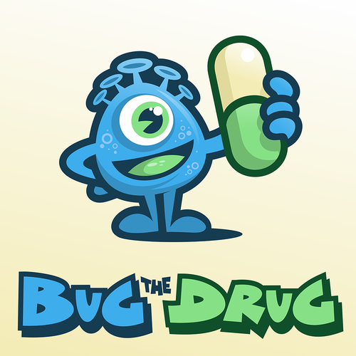 Alien logo with the title 'Character/Logo design for a pharmaceutical company'