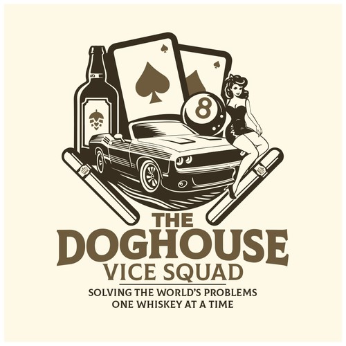 Pin-up girl logo with the title 'The DogHouse Vice Squad'