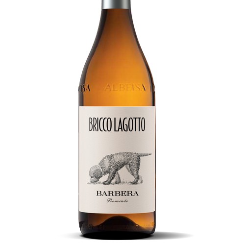 Elegant label with the title 'BRICCO LAGOTTO wine label design'