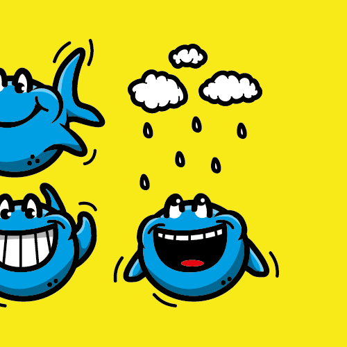 Funky design with the title 'Funny illustrated character for "LYKKI.com"'