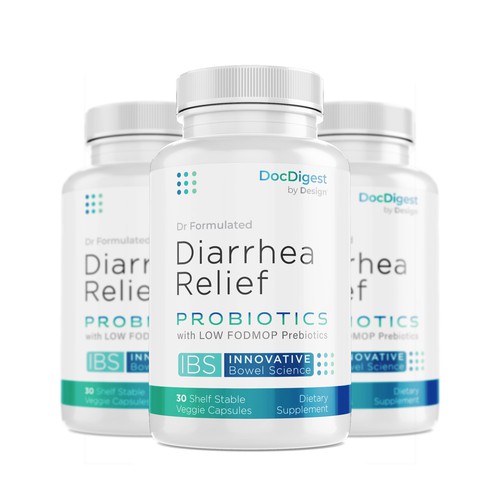 Pharmaceutical label with the title 'Redesign for Probiotic Supplement'