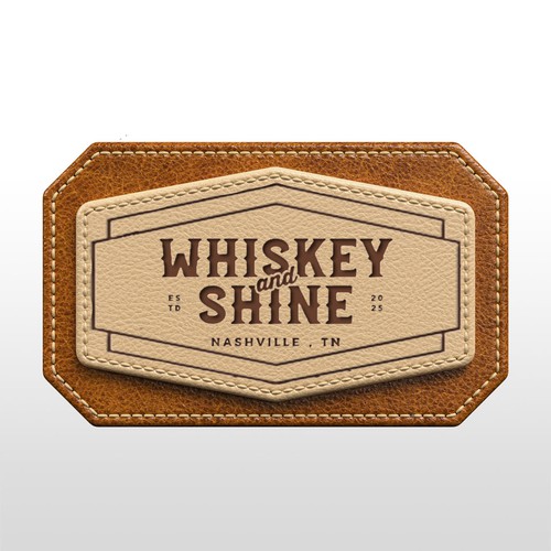 Leather design with the title 'Vintage Leather Patch Design for “Whiskey and Shine”'