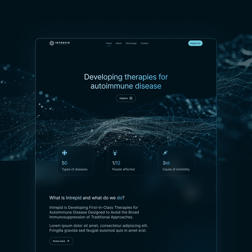 Gradient website with the title 'Intrepid Biosciences Web design'