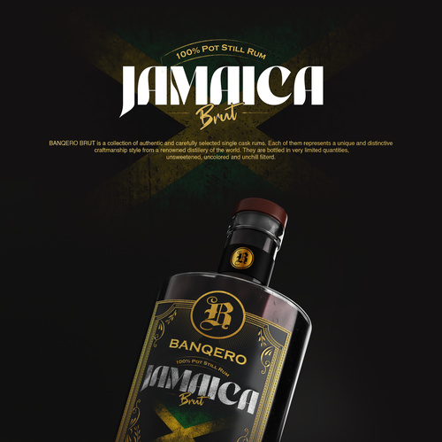 Rum label with the title 'Banqero - Jamaica'