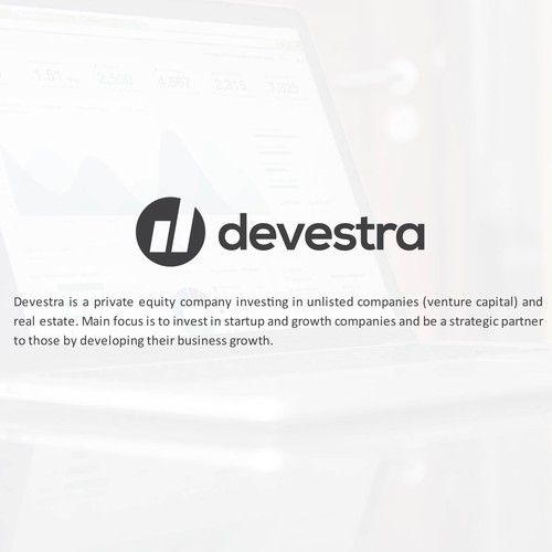 Professional brand with the title 'it takes one circle and two vertical squares for Devestra'