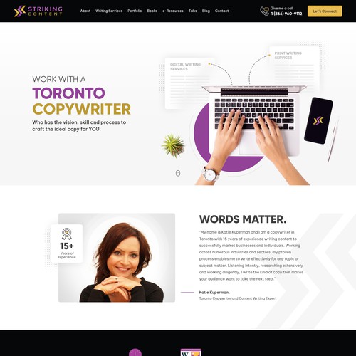 Development website with the title 'Content writing, Copywriting and Ghostwriting business'