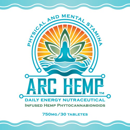 Logo label with the title 'ARC HEMP dietary supplement label'