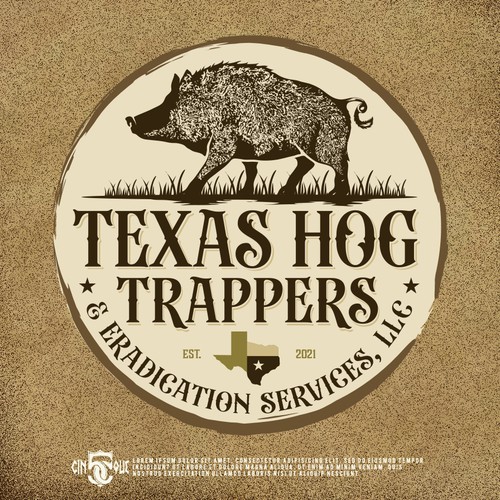 Hog design with the title 'Texas Hog Trappers & Eradication Services, LLC'