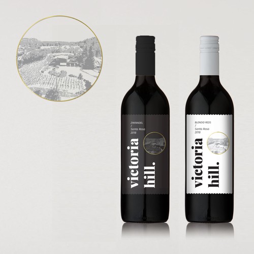 Black and white label with the title 'Label for wine bottle'