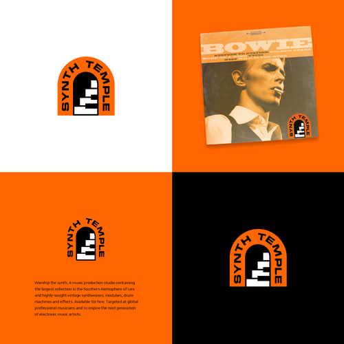 Vinyl design with the title 'Logo direction for Synth Temple.'
