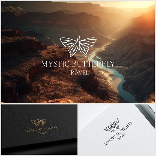Travel agency logo with the title 'Mystic Butterfly Travel'