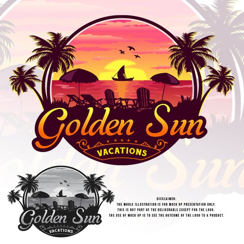 Vacation logo with the title 'Golden Sun Vacations'