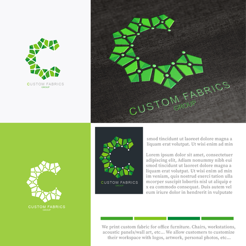 Fabric logo with the title 'letter logo concept for custom fabrics'