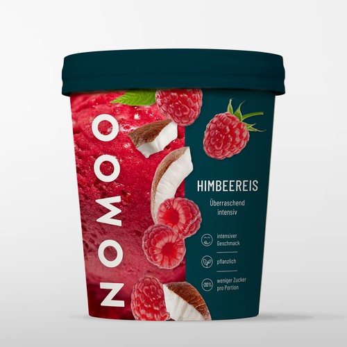 Ice cream packaging with the title 'Packaging for the premium vegan ice cream'