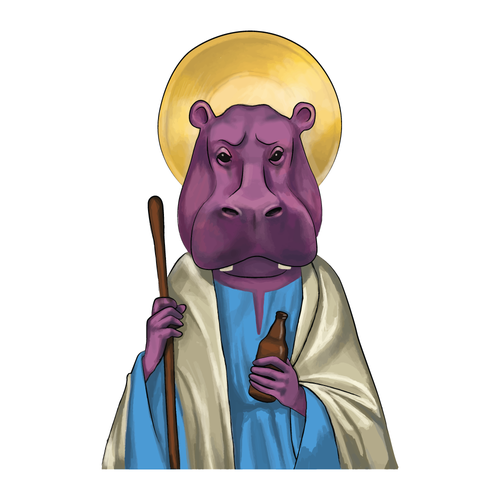 Saint logo with the title 'Ominous Hippopotamus'