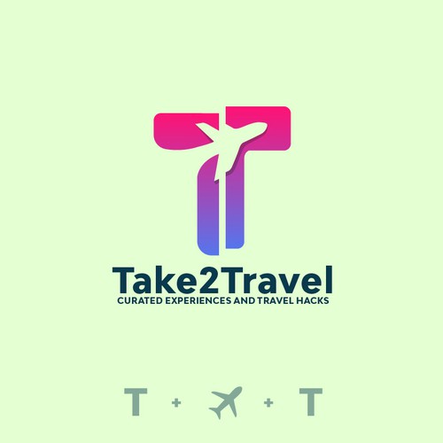 Travel agency brand with the title 'Take2Travel'