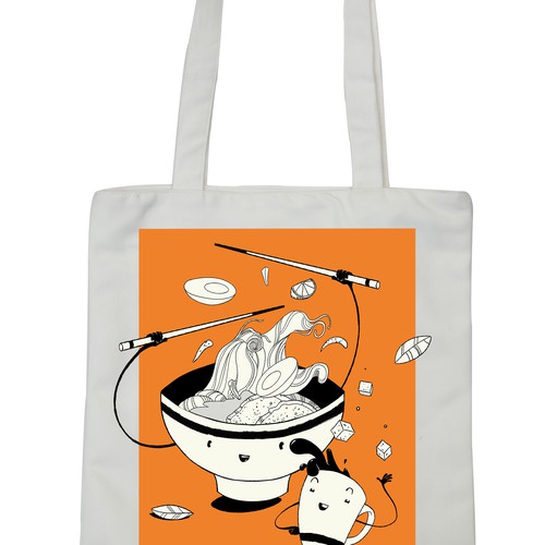 Happy illustration with the title 'Ramen Coffee'