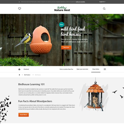 Layout website with the title 'Website for Wild Nature'