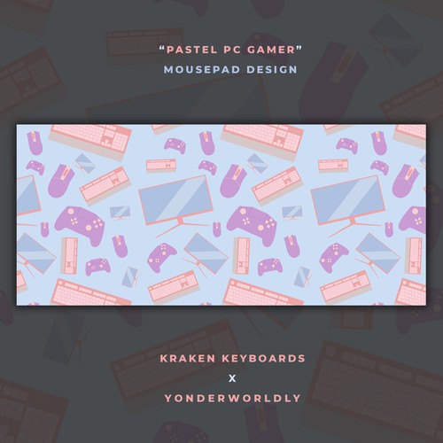 Pastel artwork with the title 'Pastel PC Gamer Pattern Mousepad Design'