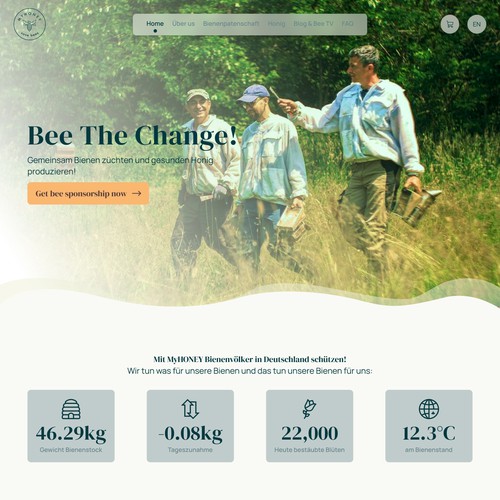 Natural website with the title 'Clean and simple web page for organic beekeeping company'