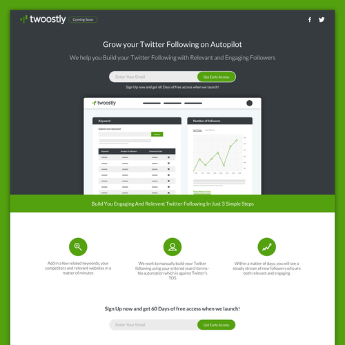 Coming soon design with the title 'Twoostly Coming Soon Page'