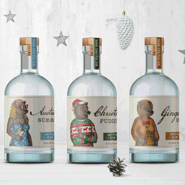 X-mas design with the title 'Christmas Labels for Gin'