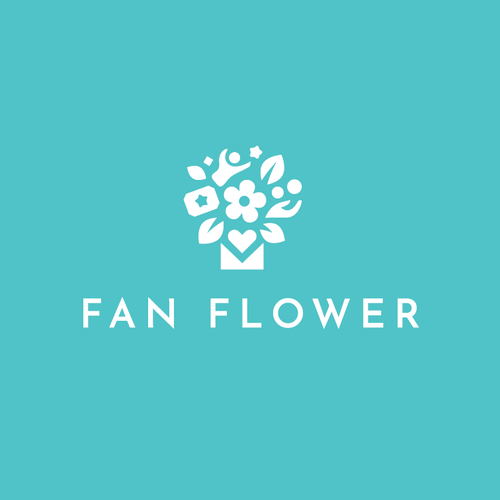 Bouquet design with the title 'Fan Flower Logo'