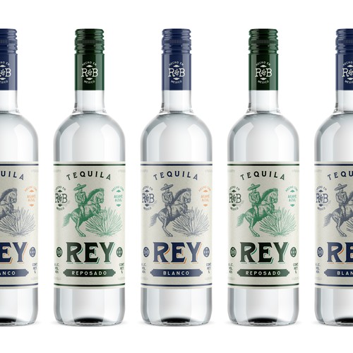Tequila label with the title 'Tequila RB Rey'