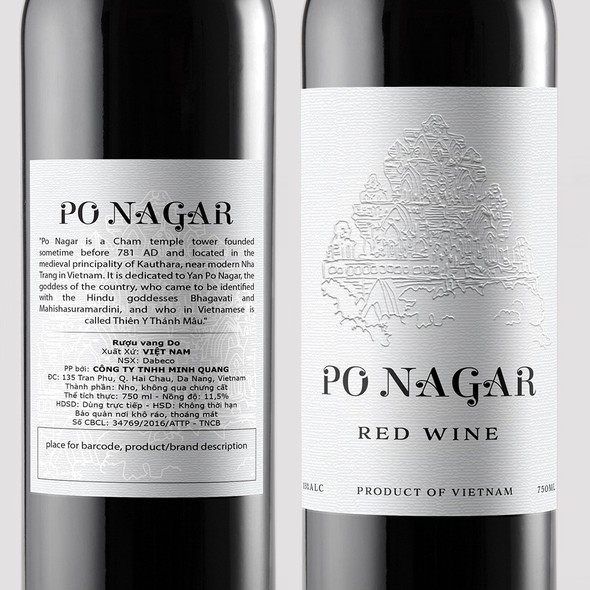 Classic label with the title 'Po Nagar Vietnamese wine label'