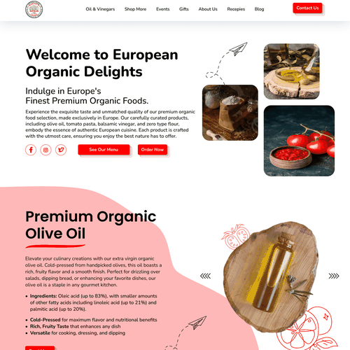 Redesigned website with the title 'Food Brand Landing Page Design'