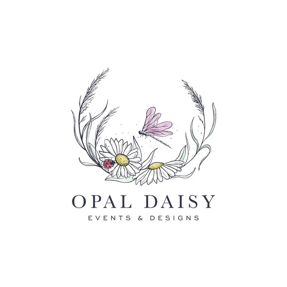 Dragonfly logo with the title 'Daisy flowers for  weddings and special events'