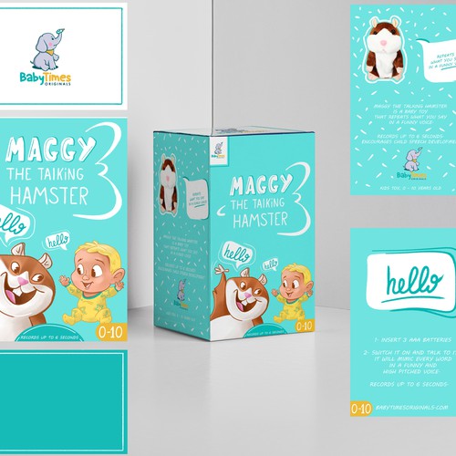 Cartoon packaging with the title 'Illustration for packaging baby toy'