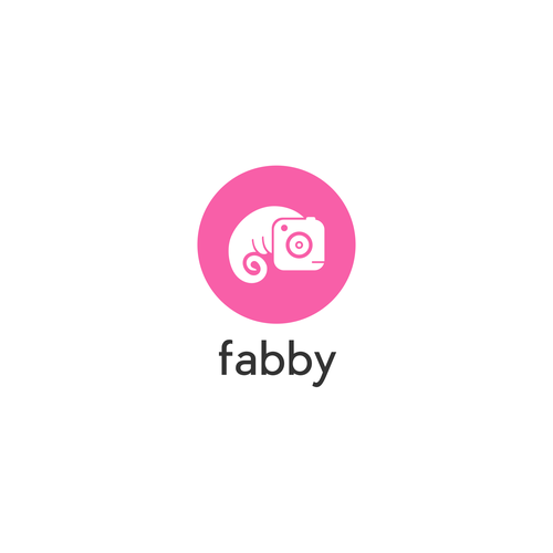 Chameleon logo with the title 'Fabby selfie app logo'