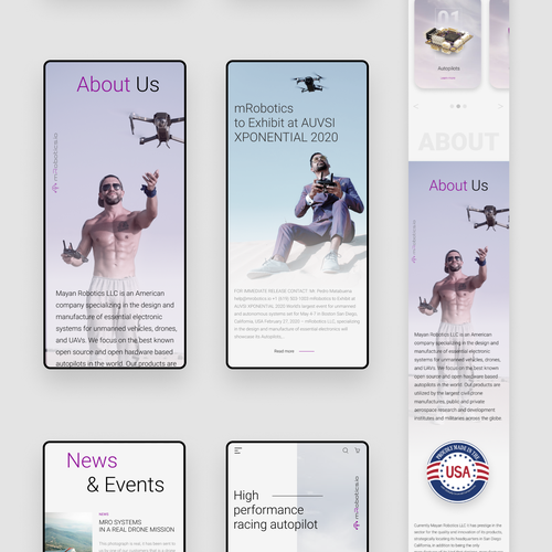 Mobile website with the title 'Web concept for Mayan Robotics'