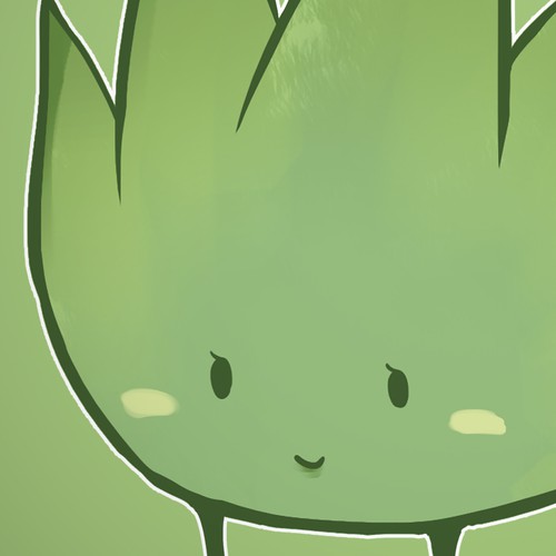 Green artwork with the title 'The Leaf Character Design'