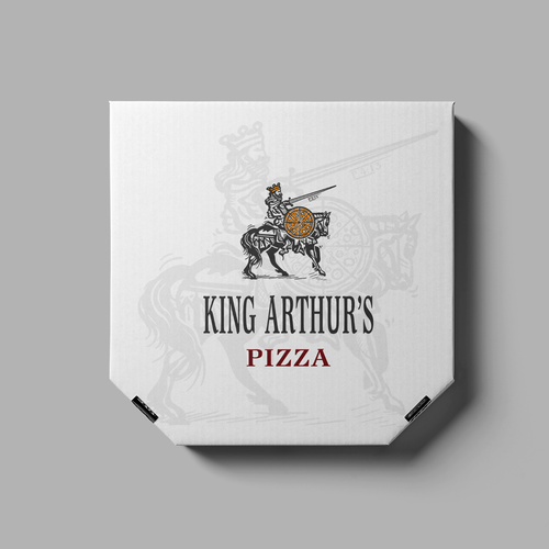 Knight logo with the title 'KING ARTHUR'S PIZZA'