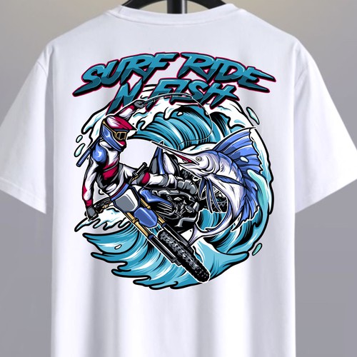 Bike t-shirt with the title 'Surf ride'