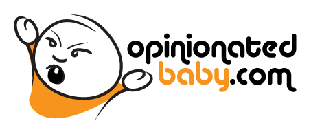 Angry logo with the title 'OpinionatedBaby.com Logo Redesign'